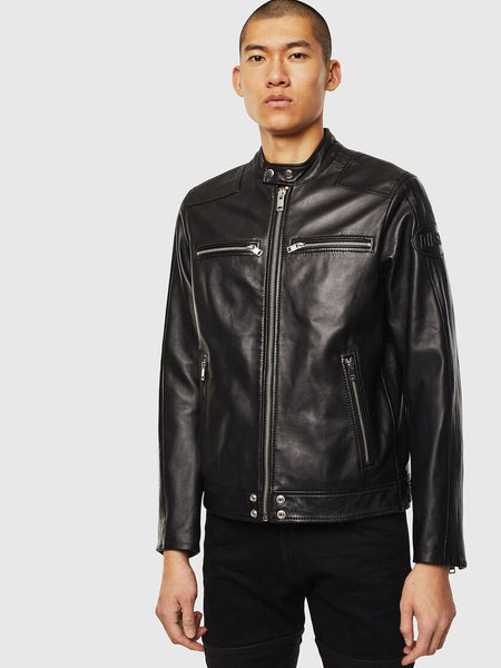 DIESEL L-BOY Biker jacket with tonal stripes – Greet Silk