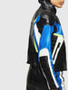 DIESEL ASTARS-LQUATTRO Leather biker jacket with fluo inserts