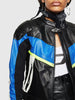 DIESEL ASTARS-LQUATTRO Leather biker jacket with fluo inserts