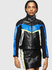 DIESEL ASTARS-LQUATTRO Leather biker jacket with fluo inserts