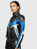 DIESEL ASTARS-LQUATTRO Leather biker jacket with fluo inserts
