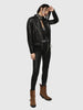 DIESEL L-SUZ Leather biker jacket with metal logo tag