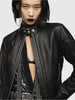 DIESEL L-SUZ Leather biker jacket with metal logo tag