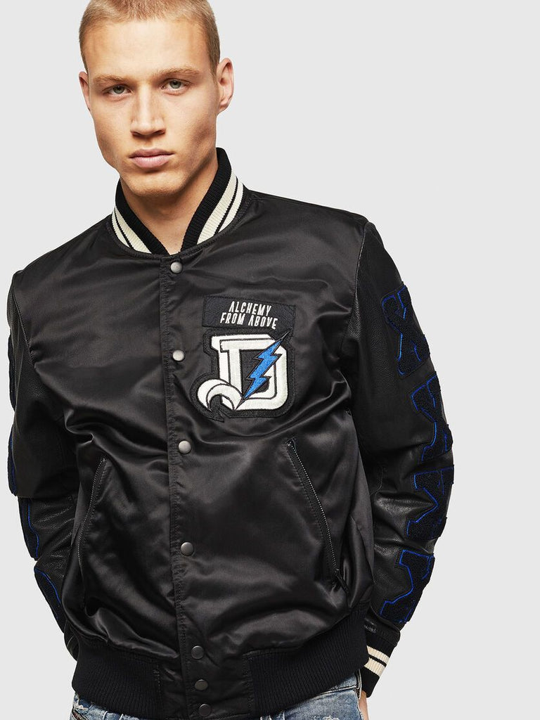 DIESEL L-KHARKOV Bomber jacket in nylon and leather – Greet Silk