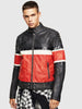DIESEL L-ROURKE Biker jacket with colour-block design