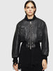 DIESEL L-MANUA Leather biker jacket with zip sleeves