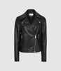REISS GEO LEATHER BIKER JACKET OXBLOOD
