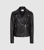 REISS GEO LEATHER BIKER JACKET BLACK