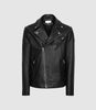 REISS MIMO LEATHER BIKER JACKET BLACK