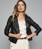 REISS GEO LEATHER BIKER JACKET OXBLOOD