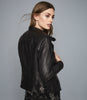 REISS TALLIS LEATHER BIKER JACKET PLUM
