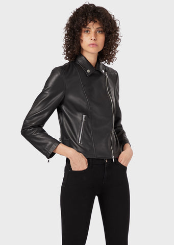 EMPORIO ARMANI  Lambskin nappa leather biker jacket