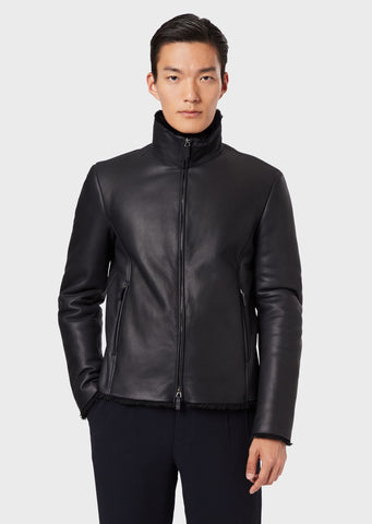GIORGIO ARMANI  Napped Merino shearling blouson jacket with faded effect