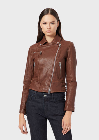 EMPORIO ARMANI  Multi-pocket nappa leather biker jacket