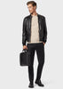 GIORGIO ARMANI  Reversible tanned Nappa leather and embossed-logo velvet blouson jacket