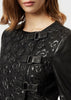 EMPORIO ARMANI  Lambskin nappa leather jacket with floral organza embroidery