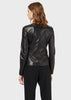 EMPORIO ARMANI  Lambskin nappa leather jacket with floral organza embroidery