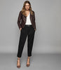 REISS TALLIS LEATHER BIKER JACKET PLUM