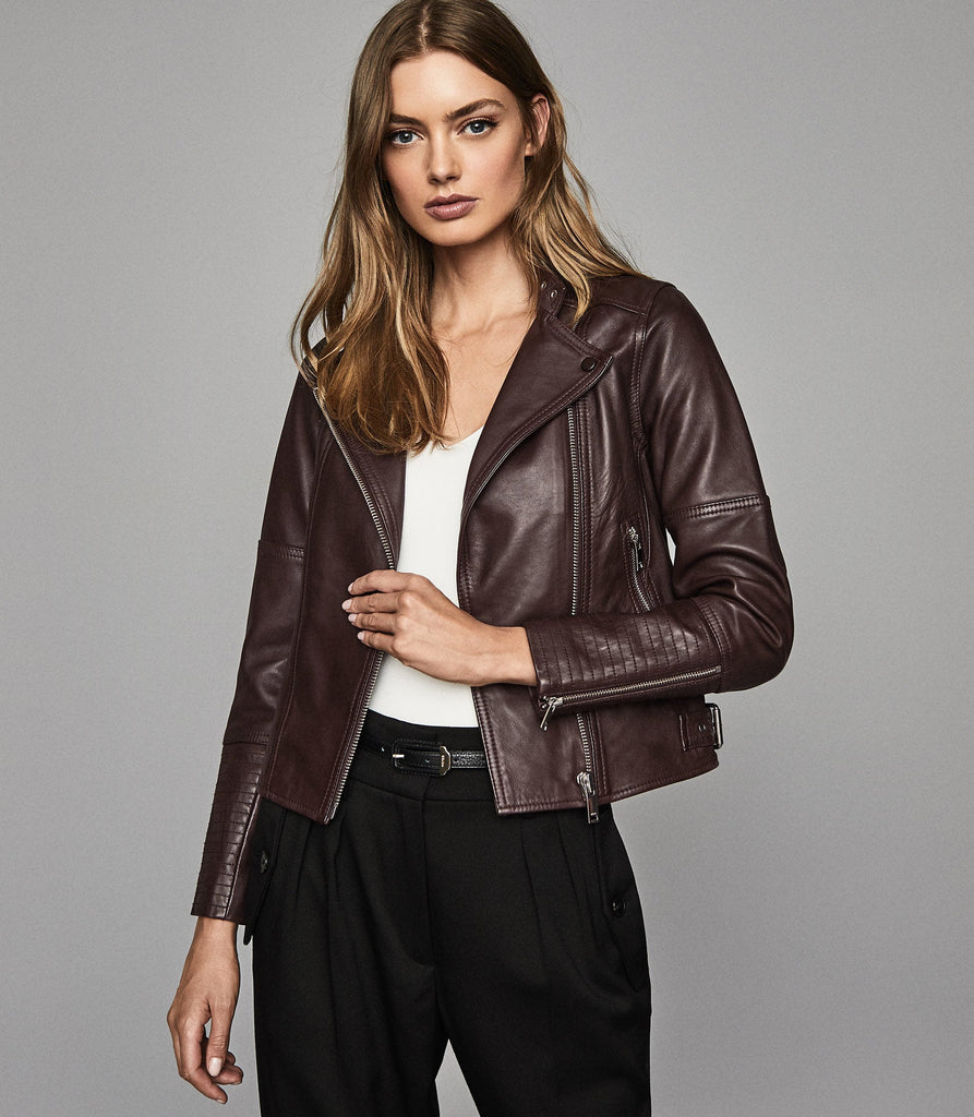 Plum biker jacket clearance