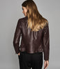 REISS TALLIS LEATHER BIKER JACKET PLUM