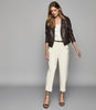 REISS GEO LEATHER BIKER JACKET OXBLOOD