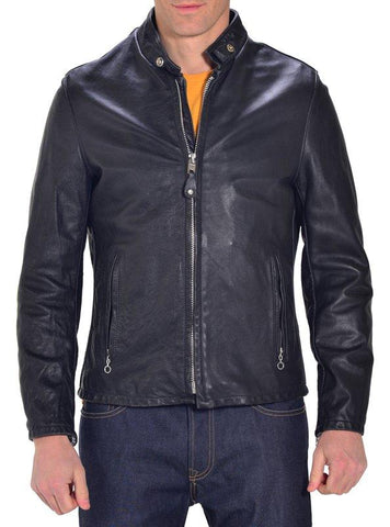 Schott NYC Vintaged Cowhide Café Racer Leather Jacket