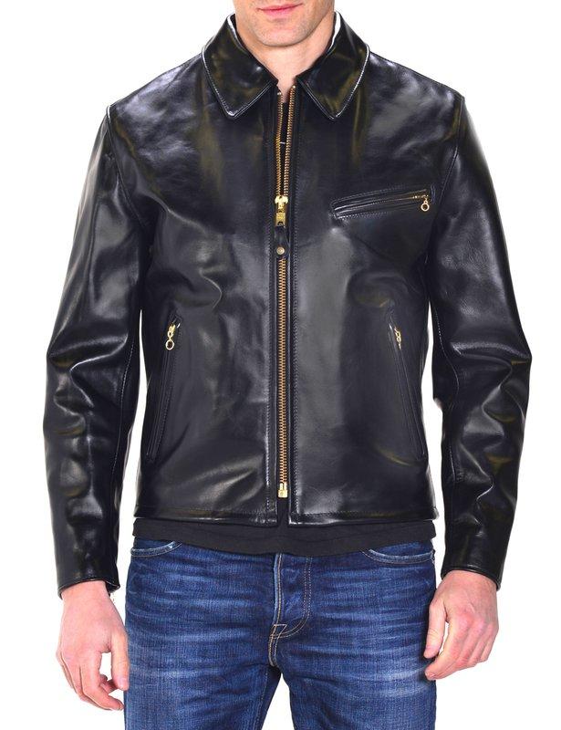 Schott NYC Men's Classic Horsehide Black Racer Motorcycle Leather