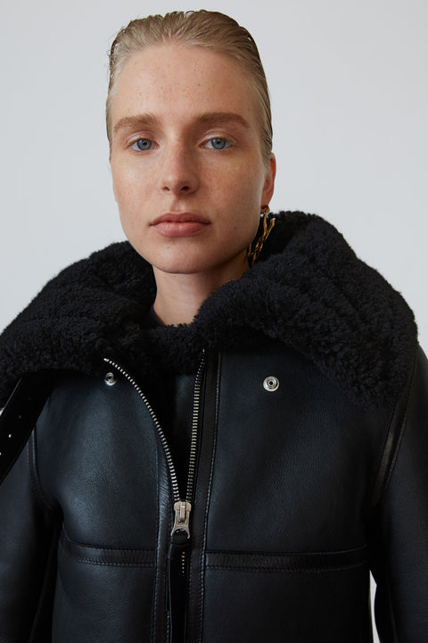 ACNE STUDIOS Shearling aviator jacket black / black