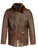 Schott Nyc Waxy Buffalo Car Coat with Mouton Collar