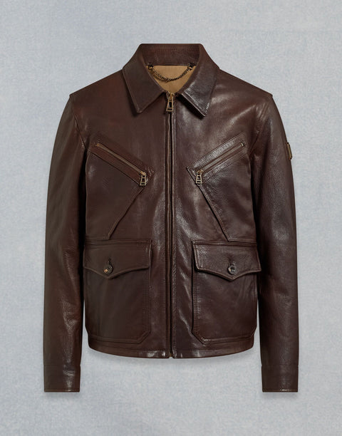 BELSTAFF CONNER LEATHER JACKET In Walnut Nappa Leather With Shearling