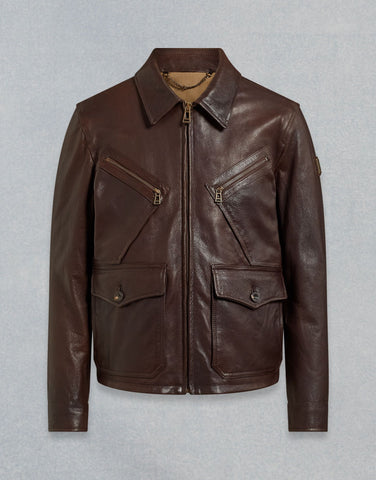 BELSTAFF CONNER LEATHER JACKET In Walnut Nappa Leather With Shearling