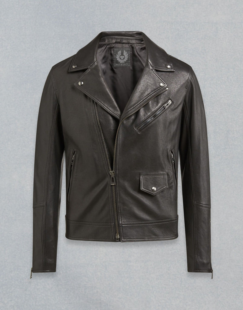 BELSTAFF FENWAY LEATHER JACKET In Black lightweight calf suede 