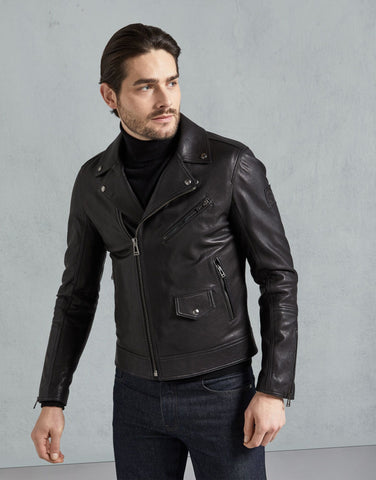 BELSTAFF FENWAY LEATHER JACKET In Black lightweight calf suede
