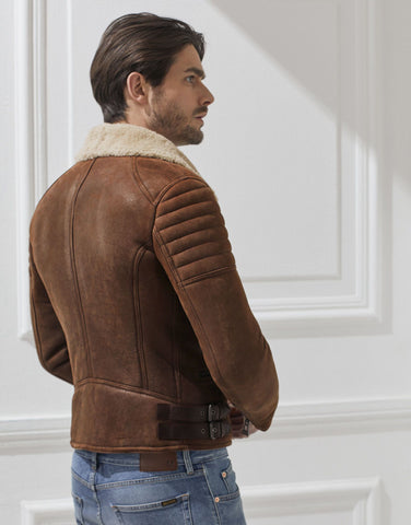 BELSTAFF SHEARLING FRASER JACKET In Lightweight Chocolate Brown Shearling Leather