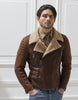 BELSTAFF SHEARLING FRASER JACKET In Lightweight Chocolate Brown Shearling Leather