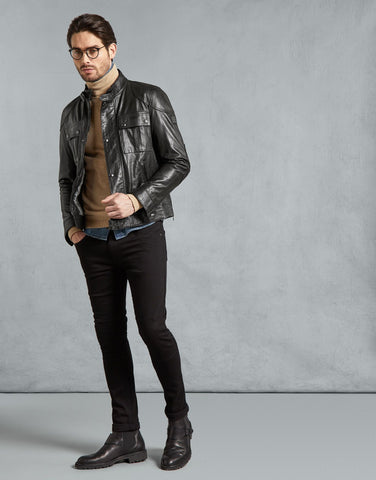 BELSTAFF GANGSTER 2.0 LEATHER JACKET In Black Hand-Waxed Leather