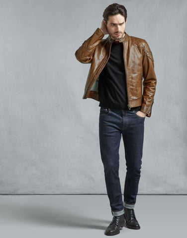 BELSTAFF OUTLAW LEATHER JACKET In Black Leather