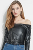 GUESS OFF-THE-SHOULDER MOTO JACKET