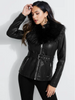 GUESS THERESE BELTED FAUX-LEATHER JACKET