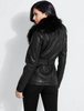 GUESS THERESE BELTED FAUX-LEATHER JACKET