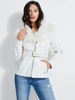 GUESS THERESE BELTED FAUX-LEATHER JACKET