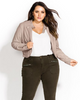 CITY CHIC Cropped Biker Jacket - black