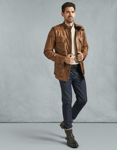 BELSTAFF TRIALMASTER PANTHER LEATHER JACKET In Black Hand Waxed Leather