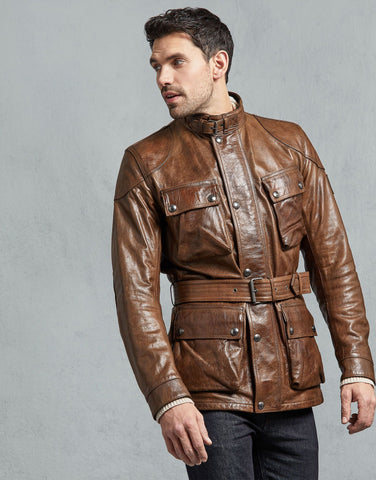 BELSTAFF TRIALMASTER PANTHER LEATHER JACKET In Cognac Leather