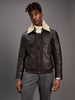 TOMMY HILFIGER SHEARLING COLLAR LEATHER FLIGHT JACKET