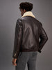 TOMMY HILFIGER SHEARLING COLLAR LEATHER FLIGHT JACKET