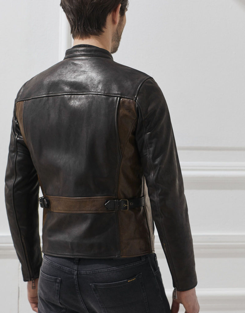 BELSTAFF VINCENT LEATHER JACKET In Black Brown Hand-Waxed Leather Greet Silk BELSTAFF VINCENT LEATHER JACKET In Black Brown Hand-Waxed Leather Greet Silk