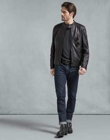 BELSTAFF V RACER LEATHER JACKET In Black Leather