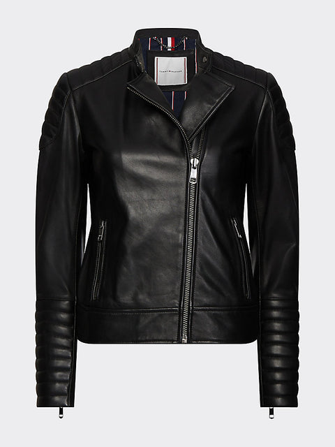 TOMMY HILFIGER LEATHER BIKER JACKET