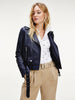 TOMMY HILFIGER HOODED LEATHER BIKER JACKET